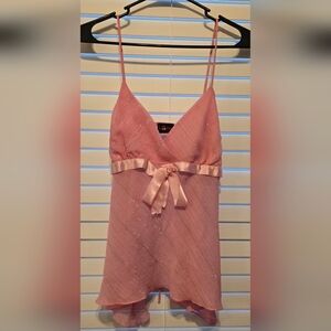 Sassy Pink Women's Camisole with Satin Bow, M